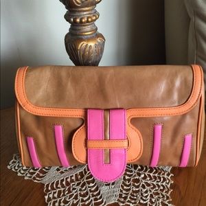 Kate Landry colorful leather clutch